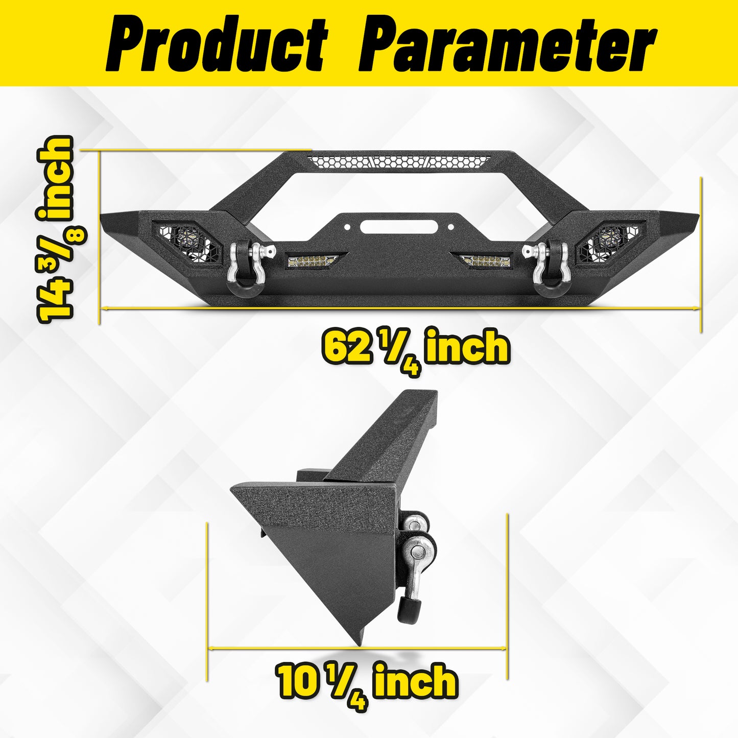 Jeep Wrangler JK/JL 07-26 & Gladiator JT Front Bumper|Direct Bolt-On, No Drill, Off-Road Adventure Armor, Light Bar & D-Rings