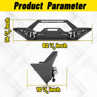 Jeep Wrangler JK/JL 07-26 & Gladiator JT Front Bumper|Direct Bolt-On, No Drill, Off-Road Adventure Armor, Light Bar & D-Rings