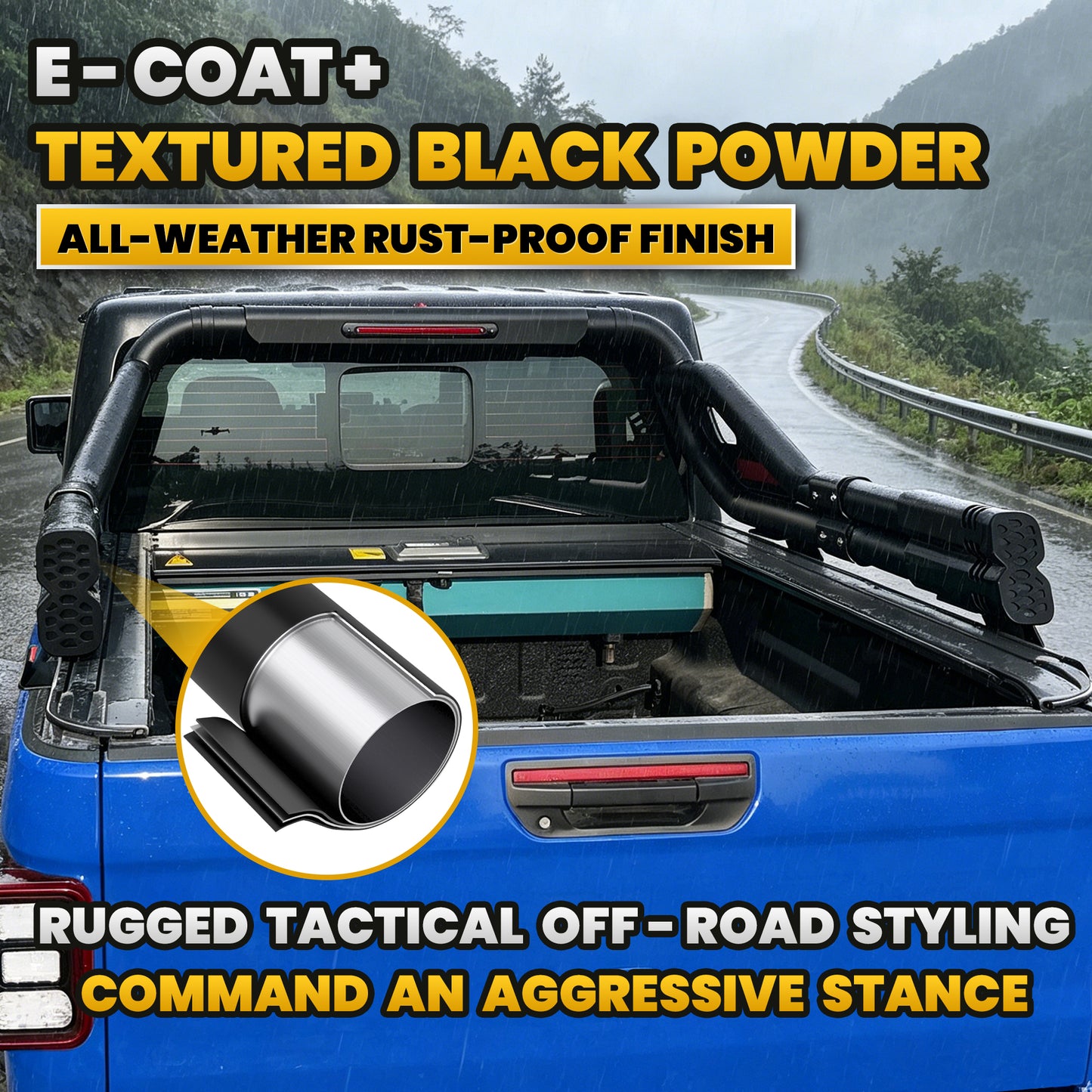 Adjustable Double Tube Roll Bar for Universal Pickup Truck with Brake Light