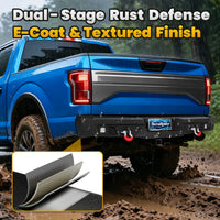 Ford F-150 15-25 (Excl. Raptor & EcoBoost) Rear Bumper|Direct Bolt-On, No Drill, Trail-Ready Protection, LED Lights &Dual D-Rings