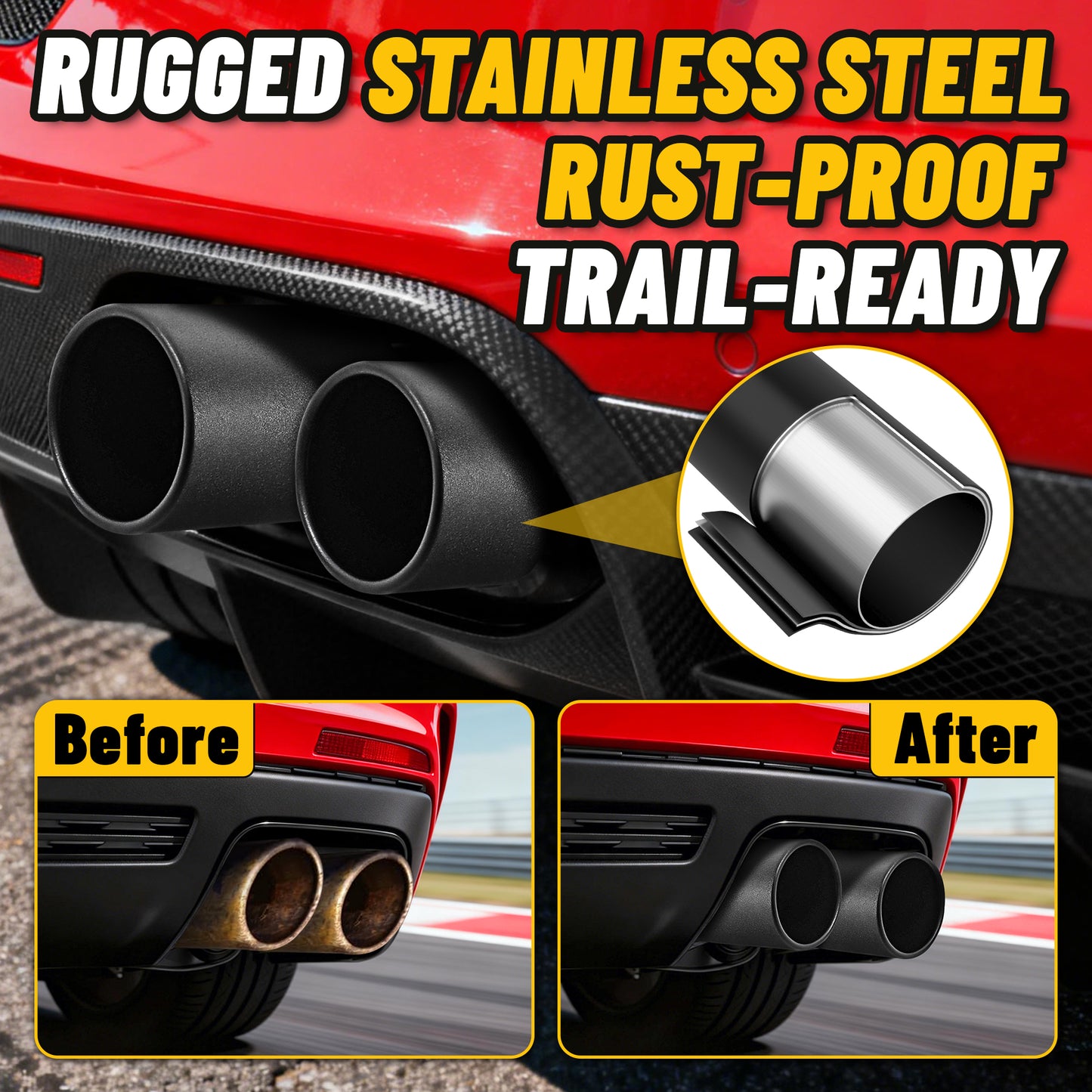 MONOKING2.5" Inlet 3.5" Outlet  Dual Exhaust Tip