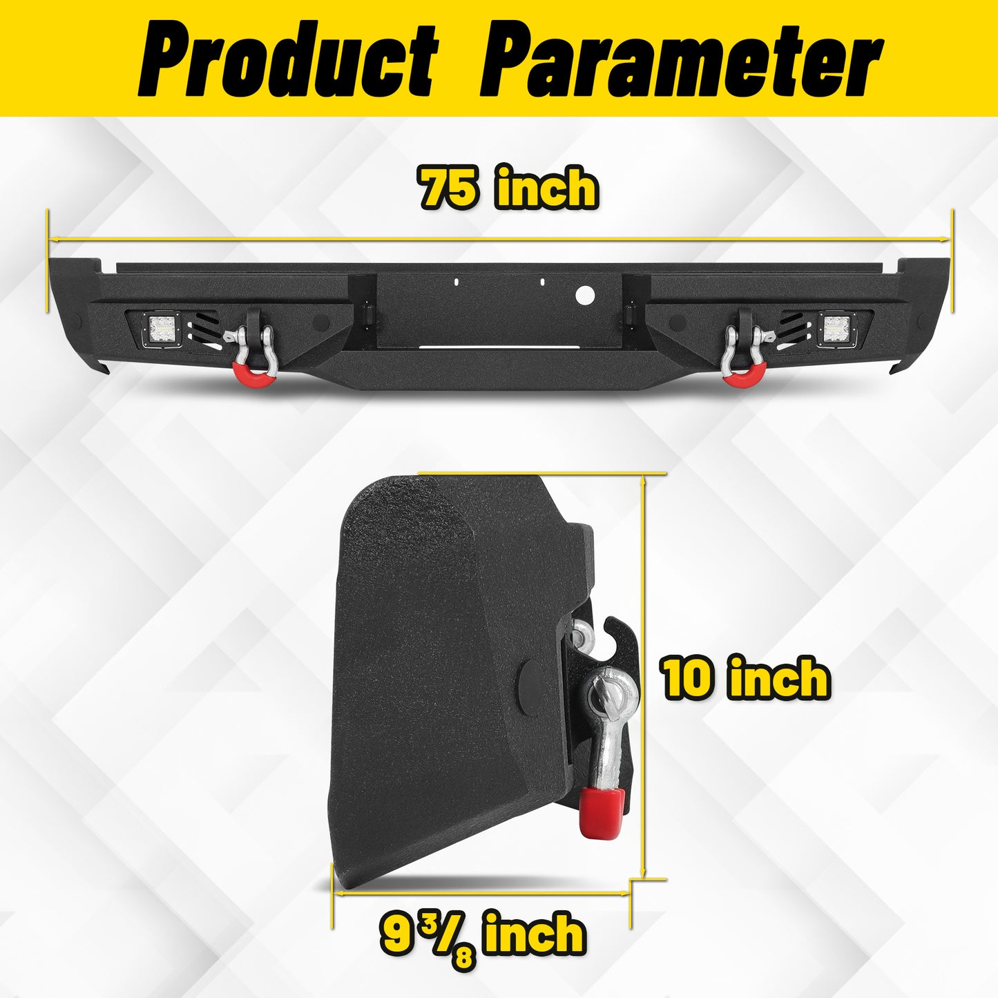 Ford F-150 15-17 (Excl. Raptor & EcoBoost) Rear Bumper|Bolt-On, No Drilling, Steel Work Truck, LED Lights & D-Rings
