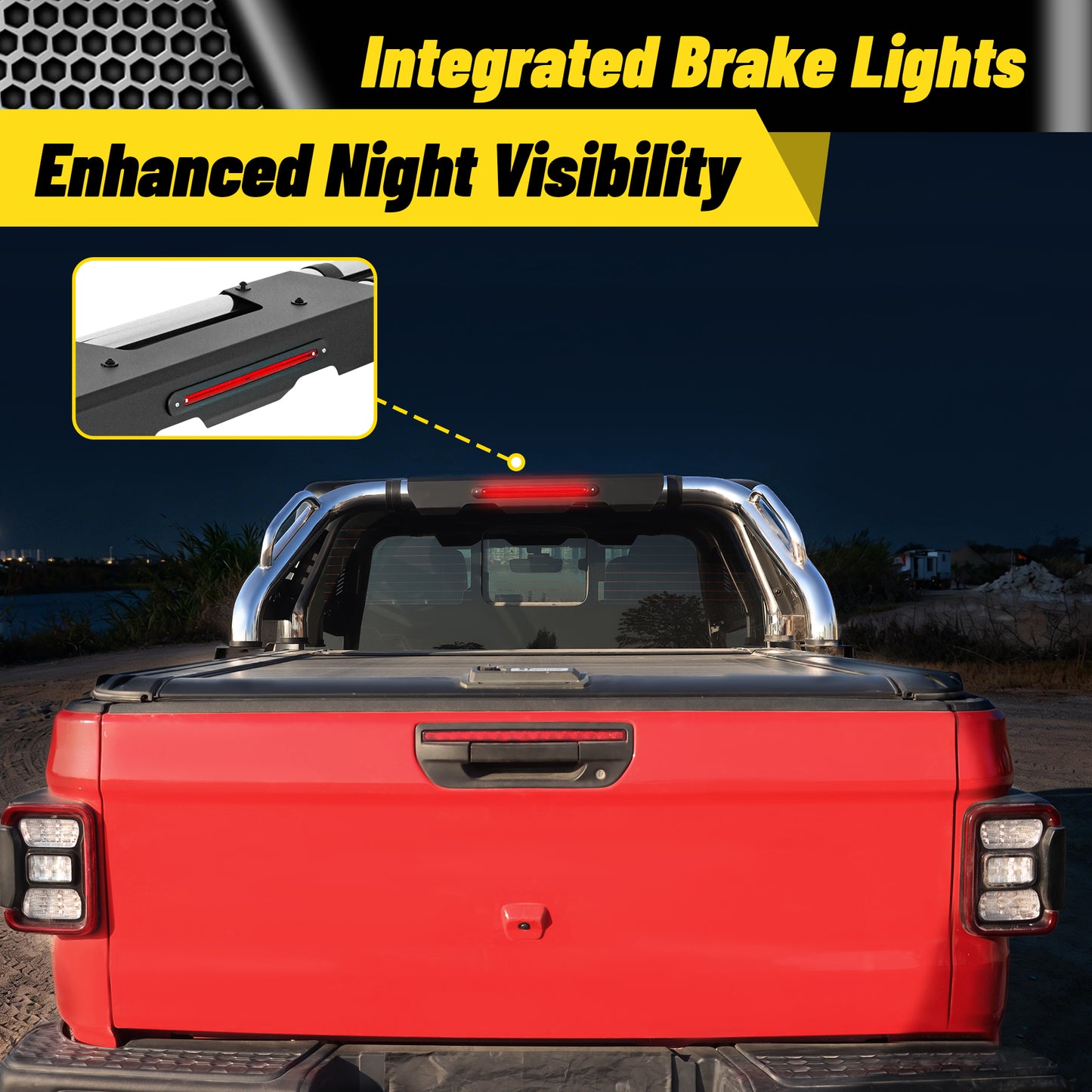 Sport Stainless Steel Roll Bar for Mid Size Truck with Brake Light