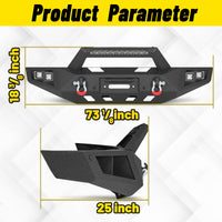Chevy Suburban 92-99 / Yukon 92-99 / Tahoe 95-99 Front Bumper|Bolt-On, No Drilling, Heavy Duty Steel Work Armor, LED Lights & D-Rings