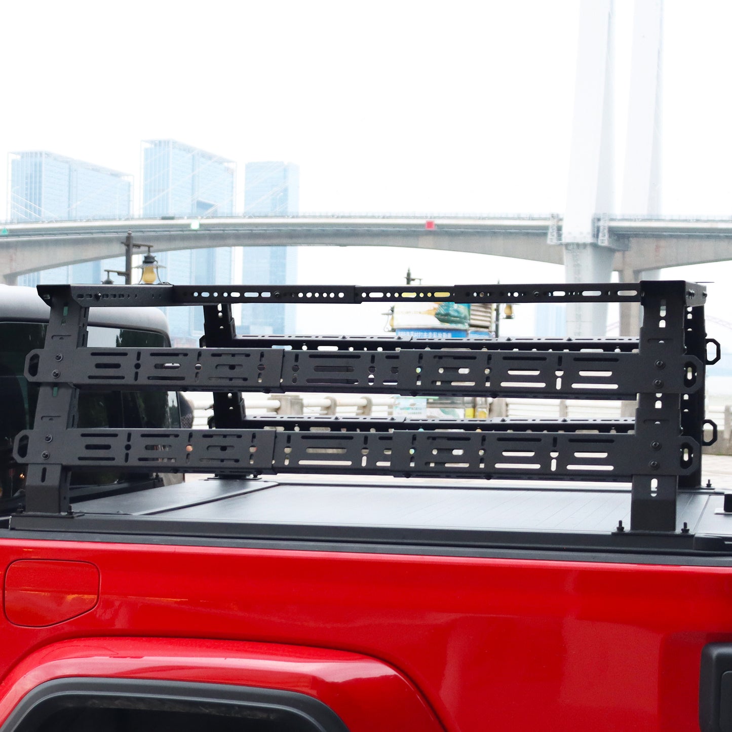 1100 Load Capacity Universal Truck Bed Racks Mid Height, MONOKING Mid Size Truck Rack Adjustable 16"~25" High Universal Transport Racks for Tacoma/Tundra/Ram 1500/Silverado 1500/Sierra 1500/F150/Titan/Frontier/Colorado/Canyon/Ranger/Gladiator JT