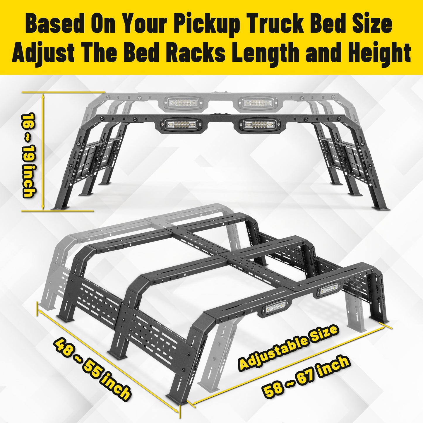 16"~19" university Bed Rack