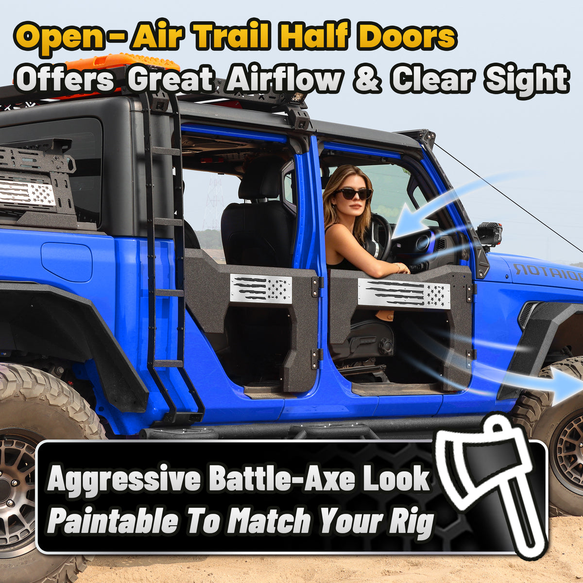 MONOKING 4PCS Battle Axe Styling Half Doors for 2018-2026 Wrangler JL 4-Door