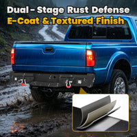 Ford F-150 15-17 (Excl. Raptor & EcoBoost) Rear Bumper|Bolt-On, No Drilling, Steel Work Truck, LED Lights & D-Rings
