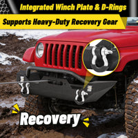Jeep Wrangler TJ/YJ 87-06 Front Bumper|Direct Bolt-On, No Drill, Off-Road Adventure Armor, Light Bar & D-Rings