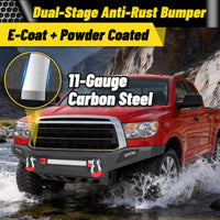Toyota Tundra 07-13 Front Bumper|Bolt-On, No Drilling, Carbon Steel Work & Off-Road Protection, Winch Ready Plate & D-Rings