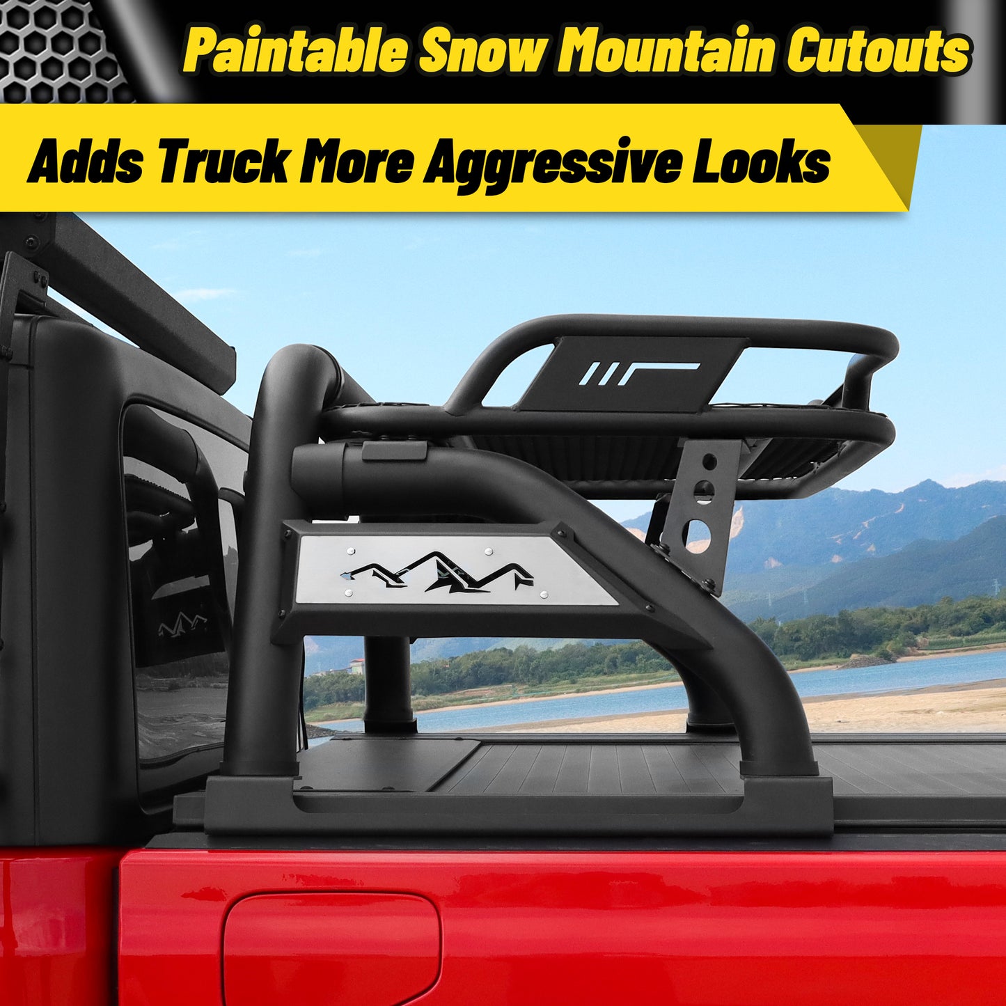 Truck Bed Roll Bar with Detachable Cargo Basket For Full-Size Truck