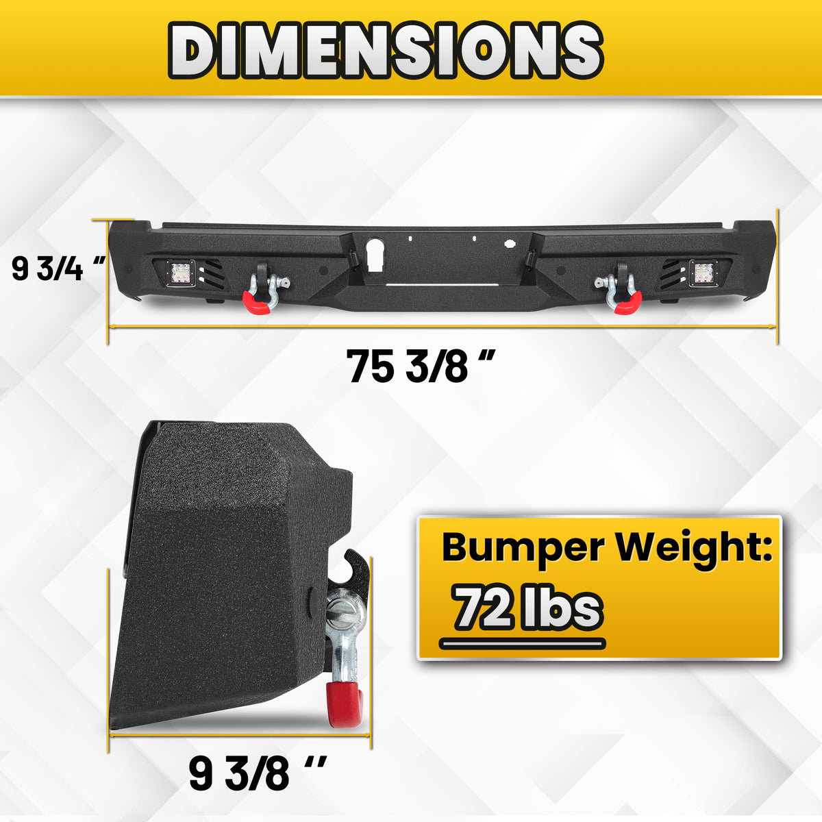 Ford F-150 15-25 (Excl. Raptor & EcoBoost) Rear Bumper|Direct Bolt-On, No Drill, Trail-Ready Protection, LED Lights &Dual D-Rings