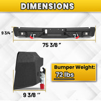 Ford F-150 15-25 (Excl. Raptor & EcoBoost) Rear Bumper|Direct Bolt-On, No Drill, Trail-Ready Protection, LED Lights &Dual D-Rings