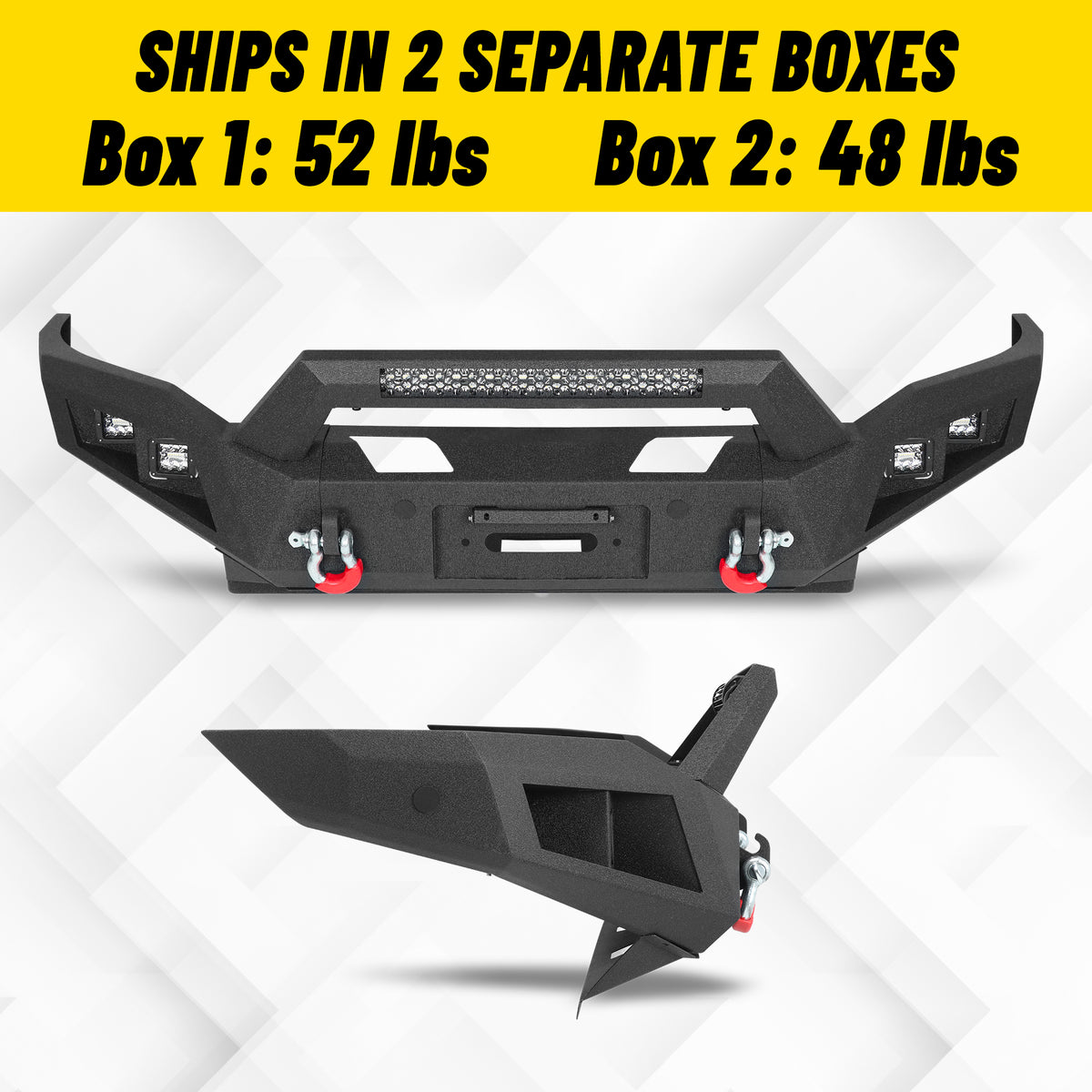Ram 2500/3500 2019-2026 Front Bumper|Heavy-Duty Carbon Steel, Winch Mount, D-Rings, LED Lights & License Plate Mount