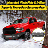 Dodge Ram 2500 19-24 Front Bumper|Direct Bolt-On, No Drill, Work Truck & Off-Road Protection, LED Light Bar & Fog Lights