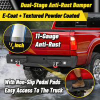 Ford F-150 15-17 (Excl. Raptor & EcoBoost) Rear Bumper|Bolt-On, No Drilling, Steel Work Truck, LED Lights & D-Rings