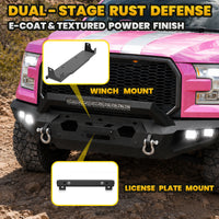 FORD 15-17 Front Bumper | Direct Bolt-On, No Drill, Aggressive Full Protection, Dual D-Rings