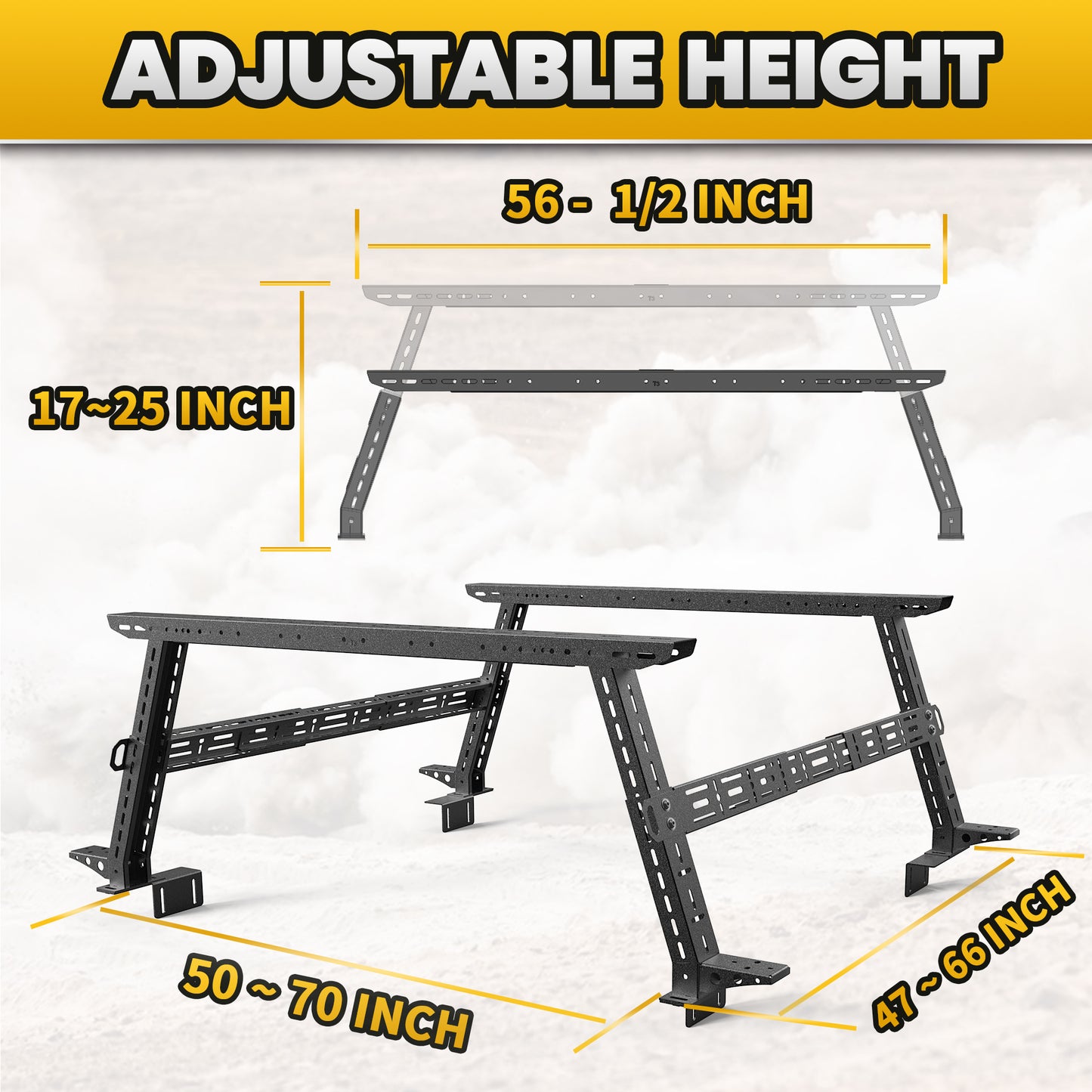 16"~25" High Truck Bed Rack with Molle Crossbars