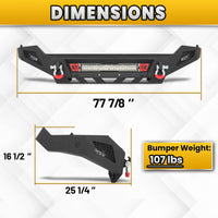 Ram 1500 13-18 & 19-23 Classic (Excl. Rebel) Front Bumper|Bolt-On, No Drilling, Full Width Off-Road & Work Truck, Winch Ready Plate & License Bracket