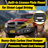 Ram 1500 13-18 & 19-23 Classic Front Bumper|Direct Bolt-On, No Drill, Full Width Trail Defense, Winch Plate & Recovery D-Rings