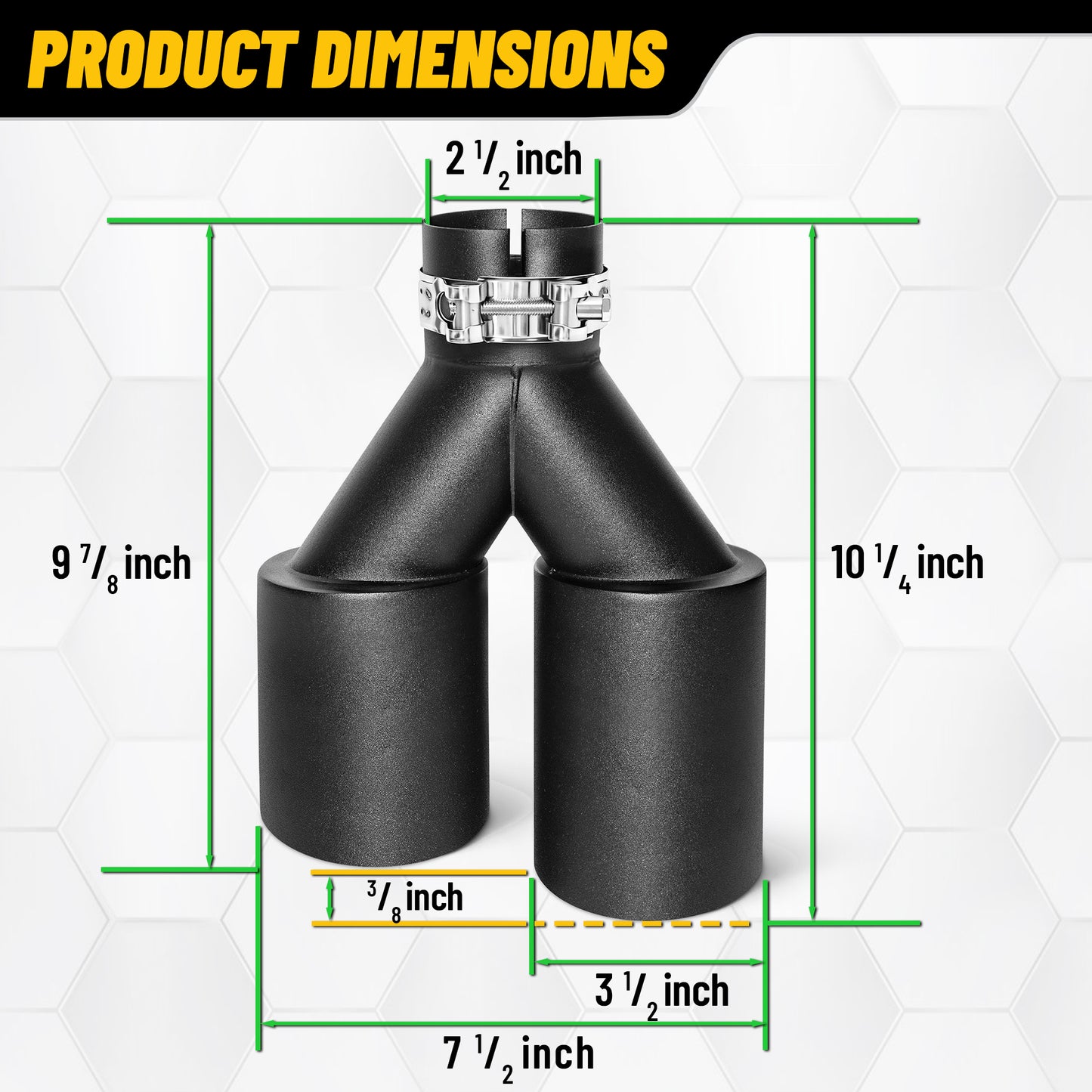 MONOKING2.5" Inlet 3.5" Outlet  Dual Exhaust Tip