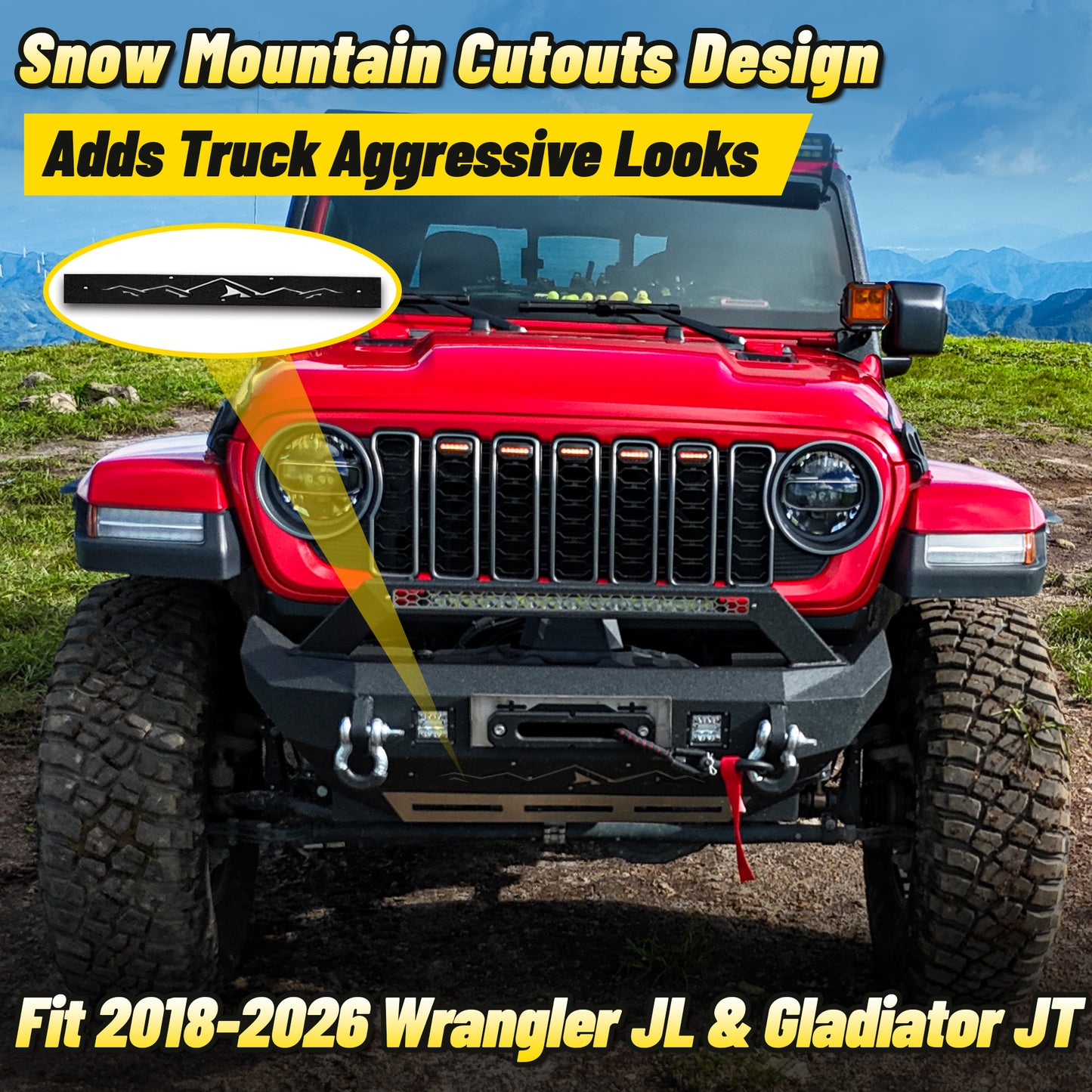 Jeep JL 18-26 & Gladiator JT Front Bumper |Direct Bolt-On, No Drill, Off-Road Adventure Armor, Stainless Steel Skid Plate