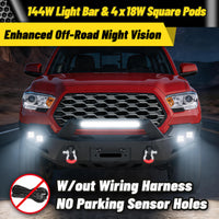 Toyota Tacoma 3rd Gen 2016-2023 Front Bumper|Direct Bolt-On, No Drill,Trail Protection, Winch Ready Plate & LED Pods