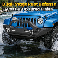 Jeep Wrangler JK/JL 07-26 & Gladiator JT Front Bumper|Direct Bolt-On, No Drill, Off-Road Adventure Armor, Light Bar & D-Rings