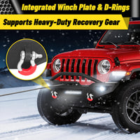Jeep Wrangler JK, JL & Gladiator JT Front Bumper|Direct Bolt-On, No Drill, Off-Road Adventure Armor, Stainless Steel Skid Plate & Dual D-rings