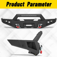 F150 / F250 / F350 1992-1997 Front Bumper|Heavy-Duty Carbon Steel, Winch Mount, D-Rings, LED Lights & License Plate Mount