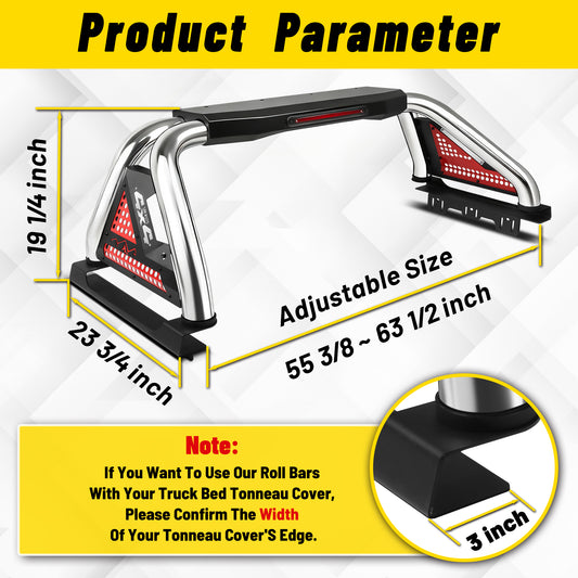 Universal Truck Bed Roll Bar Stainless Steel