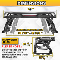 Roll Bar with Cargo Basket, LED Brake Light & Light Rack for Mid-Size Truck