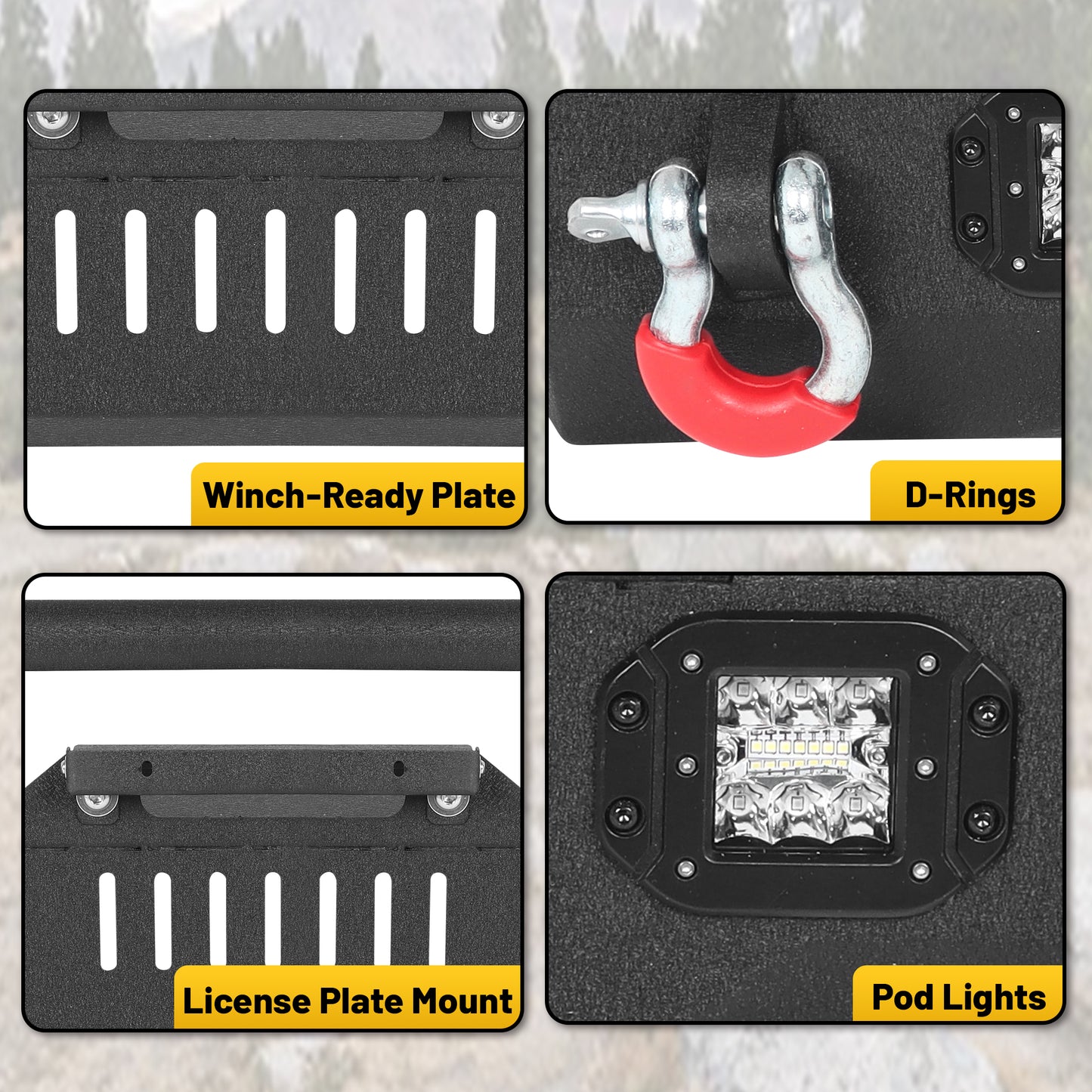 Jeep Wrangler JK/JL 07-26 & Gladiator JT Front Bumper|Direct Bolt-On, No Drill, Overland & Off-Road Defense, Dual D-rings