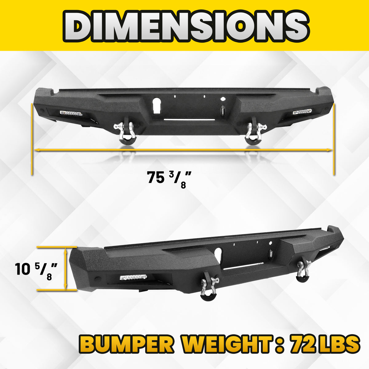 FORD 15-17 Rear Bumper | Direct Bolt-On, No Drill, Aggressive Durable OEM Fit Upgrade, LED Lignts＆Dual D-rings