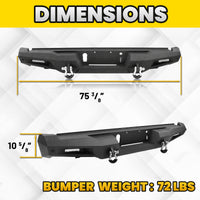 FORD 15-17 Rear Bumper | Direct Bolt-On, No Drill, Aggressive Durable OEM Fit Upgrade, LED Lignts＆Dual D-rings
