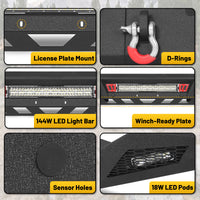 Ram 1500 13-18 & 19-23 Classic (Excl. Rebel) Front Bumper|Bolt-On, No Drilling, Full Width Off-Road & Work Truck, Winch Ready Plate & License Bracket
