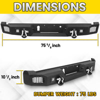 Ford 2021-2023 Rear Bumper | Direct Bolt-On, No Drill, Heavy-Duty Protection,LED Pods＆Dual D-rings