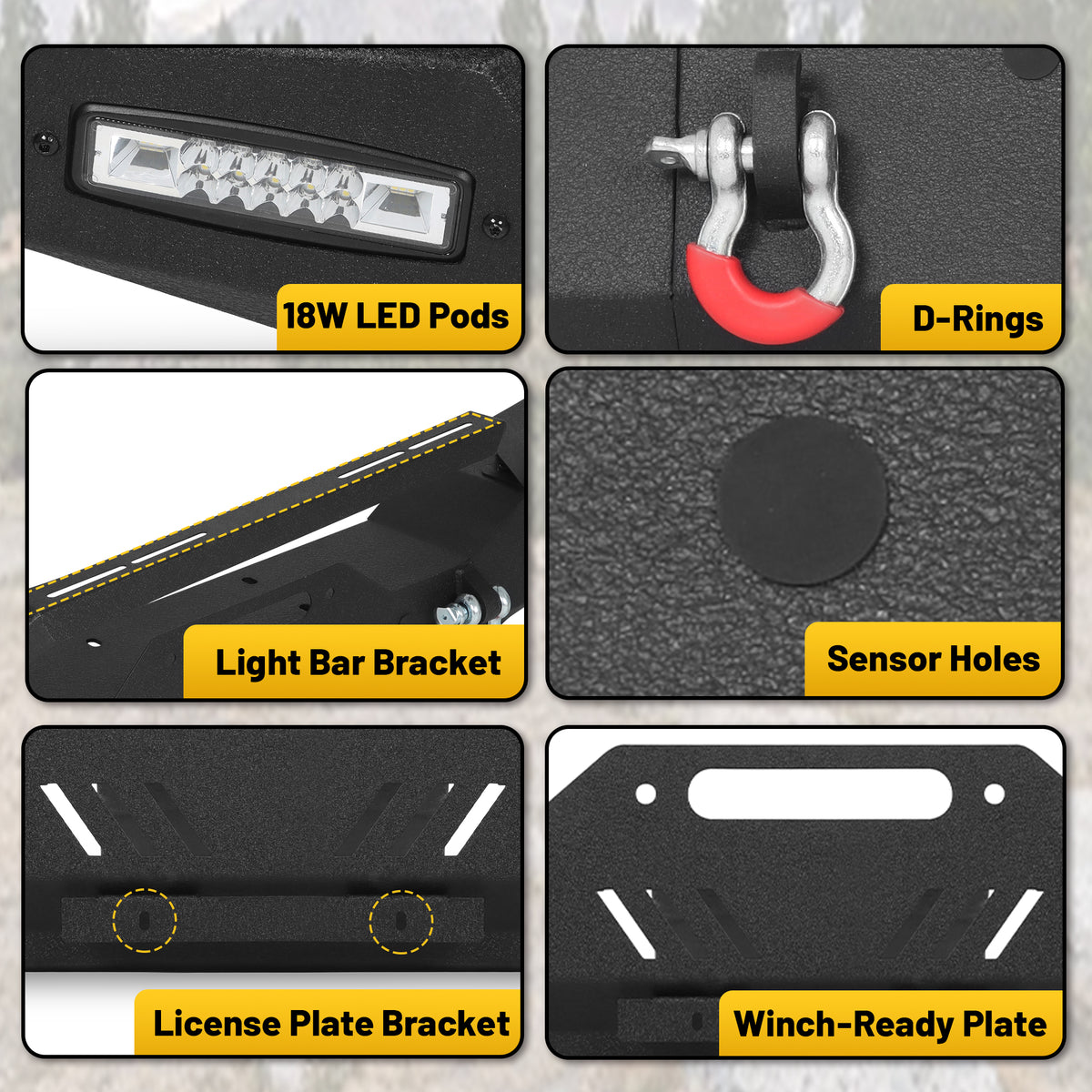 Jeep Wrangler JK JL 07-26 & Gladiator JT 20-26 Front Bumper| Bolt-On, No Drilling, Dual D-Rings