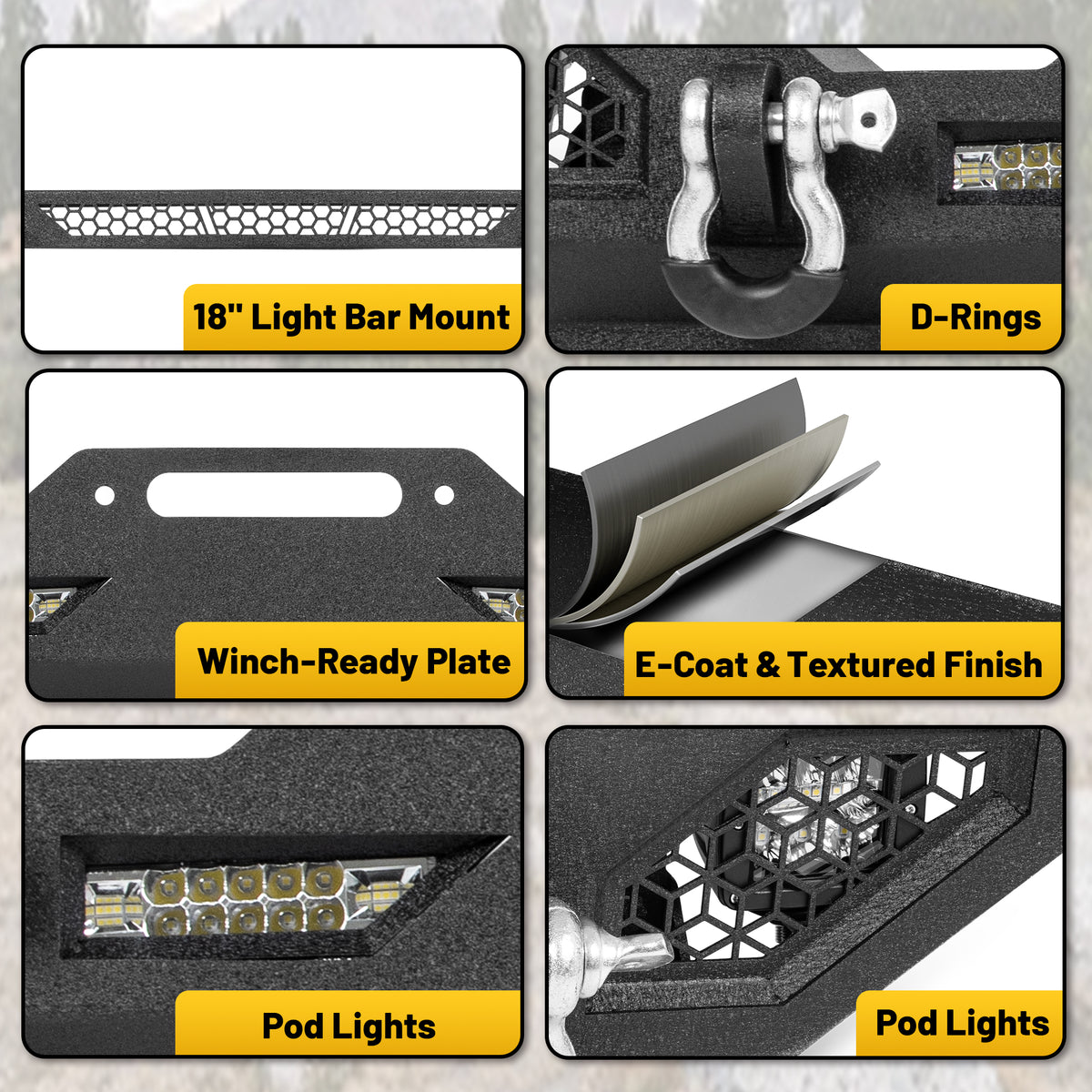 Jeep Wrangler JK/JL 07-26 & Gladiator JT Front Bumper|Direct Bolt-On, No Drill, Off-Road Adventure Armor, Light Bar & D-Rings