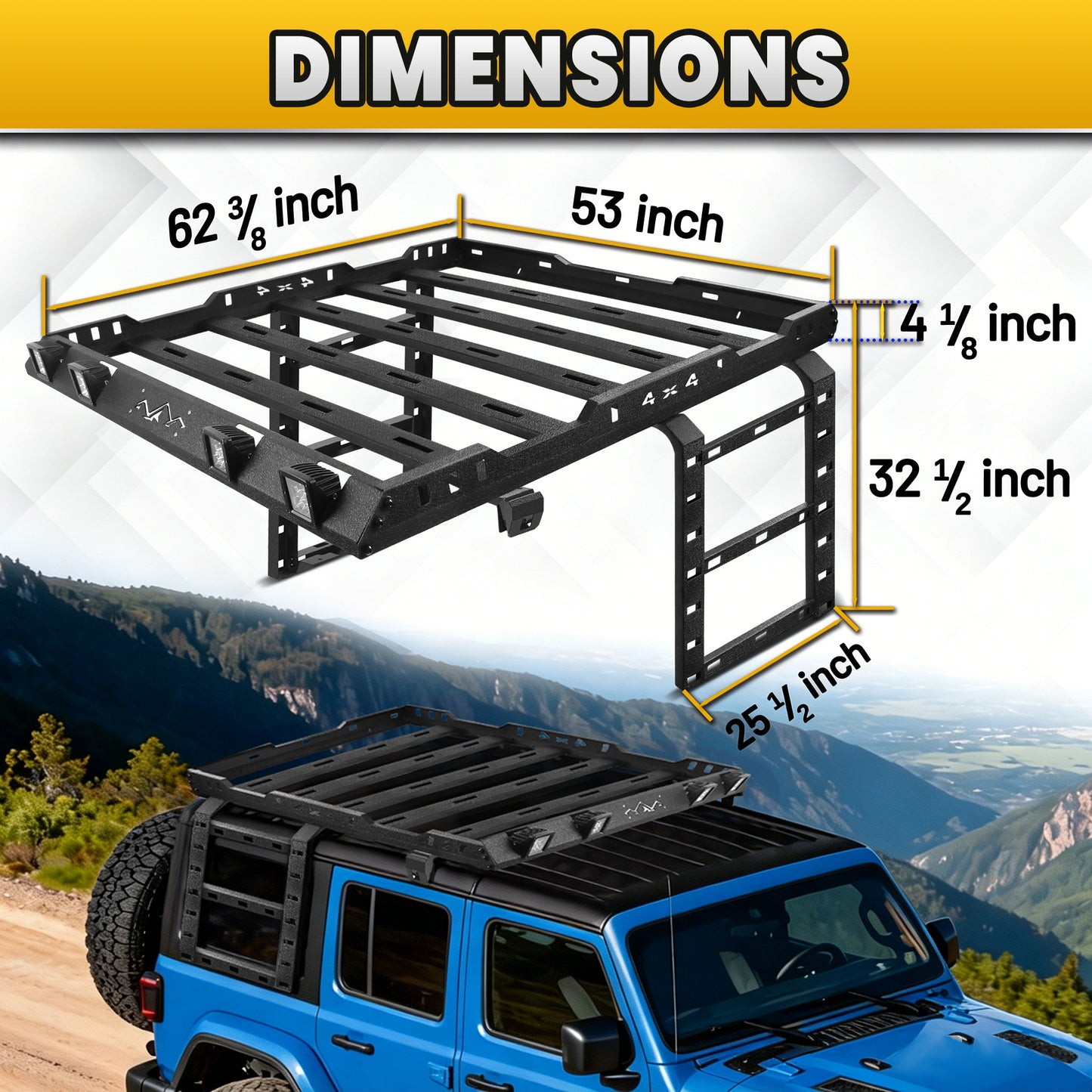 JEEP 2007-2018  JK Wrangle Roof Cargo Basket