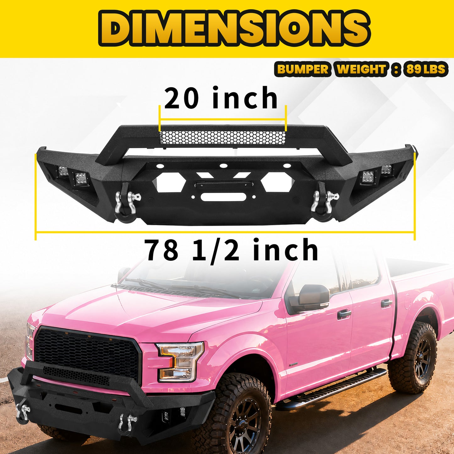 FORD 15-17 Front Bumper | Direct Bolt-On, No Drill, Aggressive Full Protection, Dual D-Rings