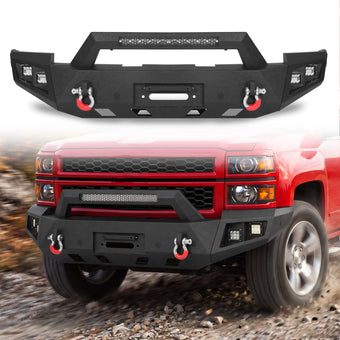compare product Silverado 1500 2014-2015 Front Bumper|1/8-Inch Heavy Steel, Light Bar & D-Rings