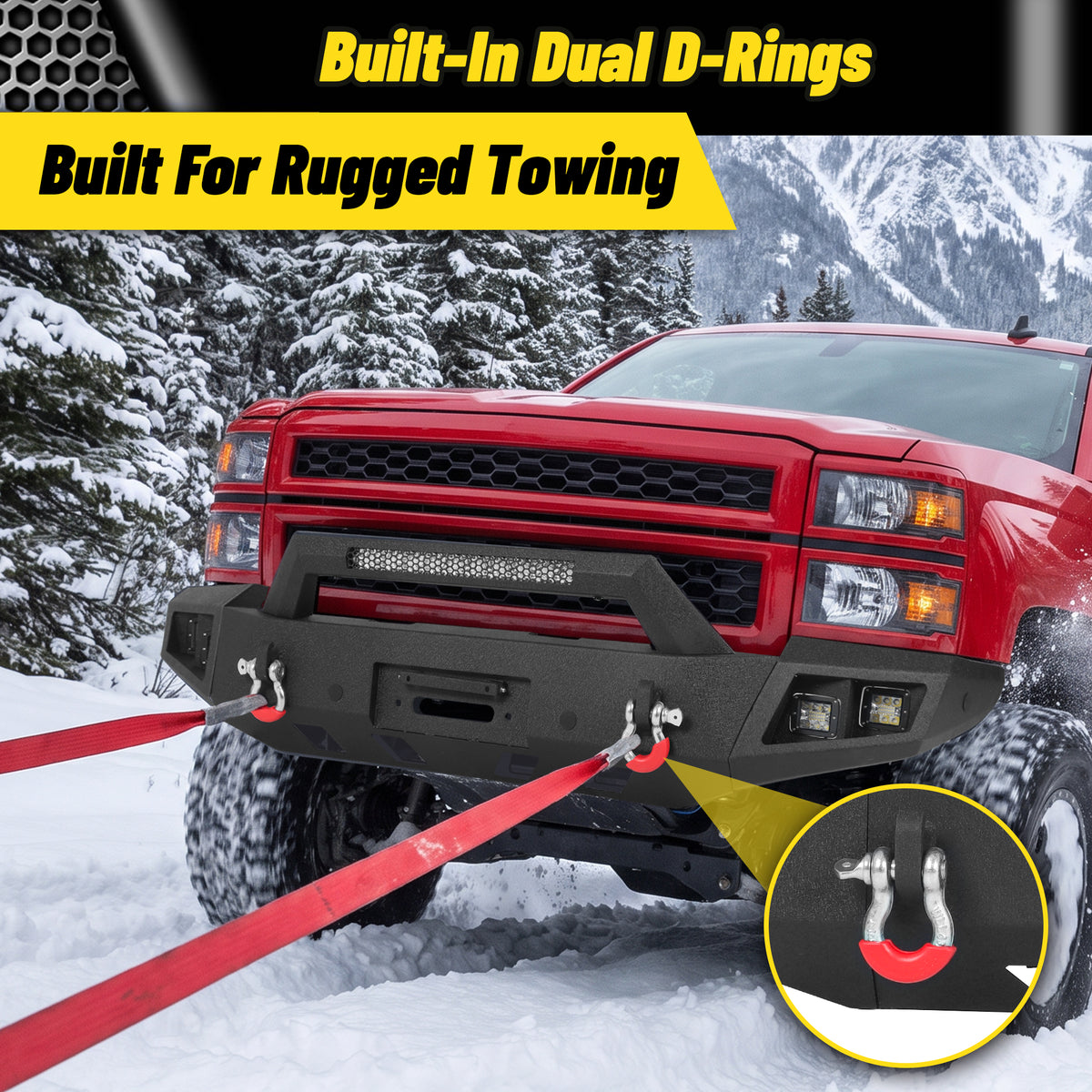ATEAFB051 Front Bumper Built-In Dual D-Rings for Rugged Towing