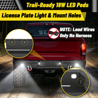 ATEAFB053 Rear Bumper LED Pods License Plate Light Mount Holes