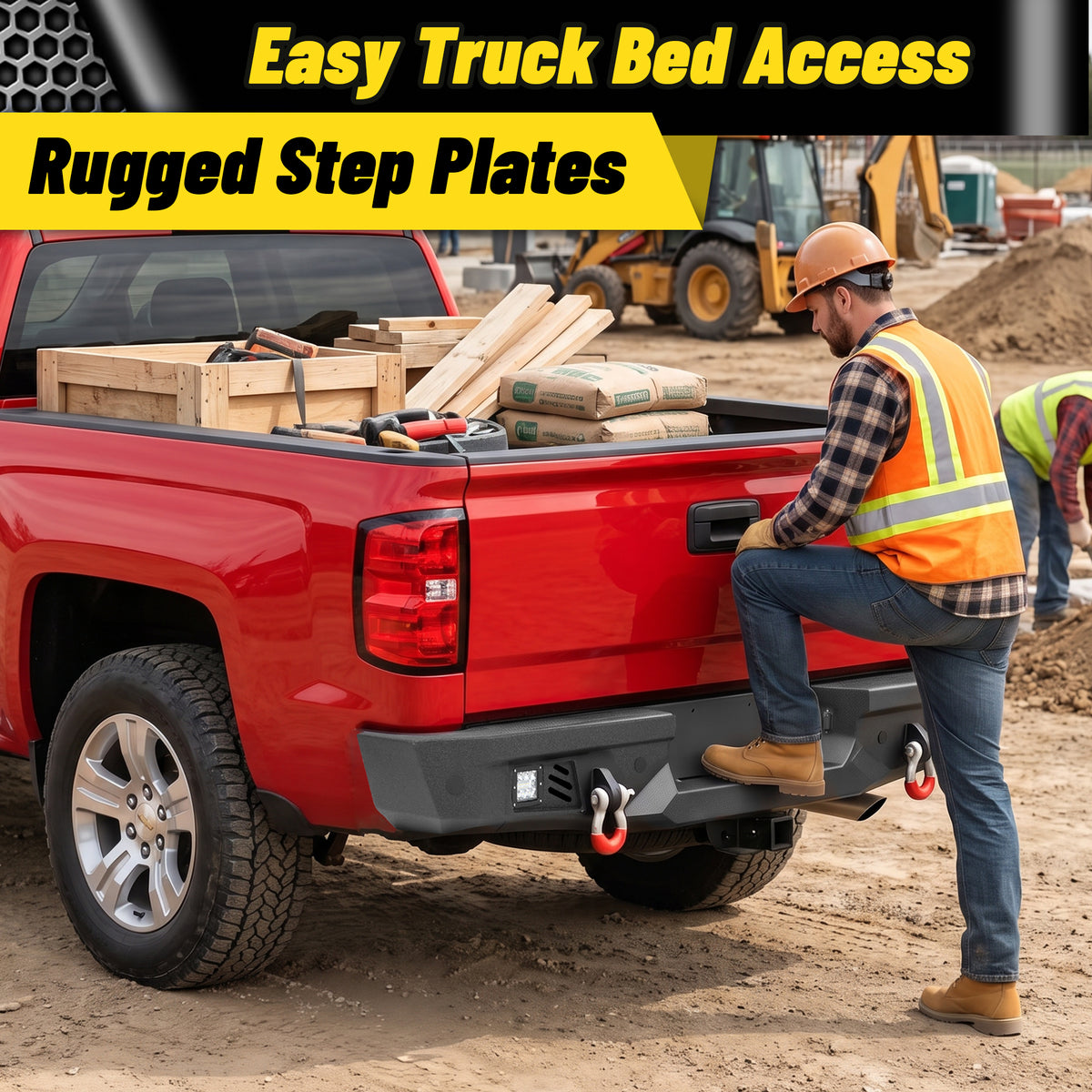 ATEAFB053 Rear Bumper Rugged Step Plates Easy Truck Bed Access