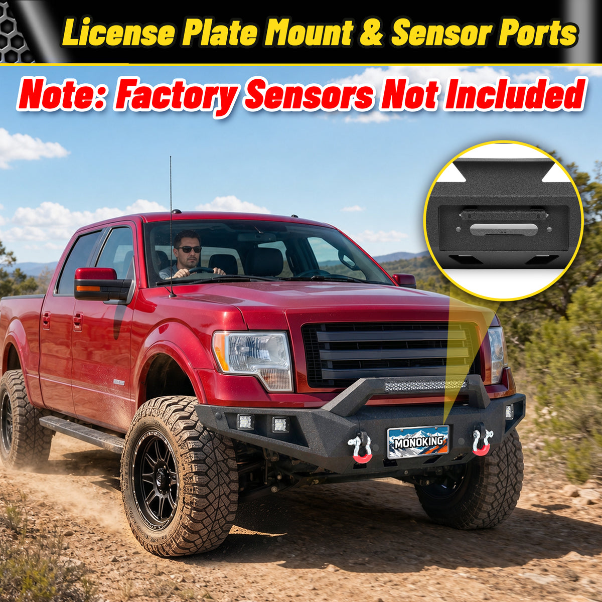 ATEAFB054 F-150 Front Bumper License Plate Mount Sensor Ports