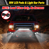 ATEAFB054 F-150 Front Bumper 18W LED Pods Light Bar Ports
