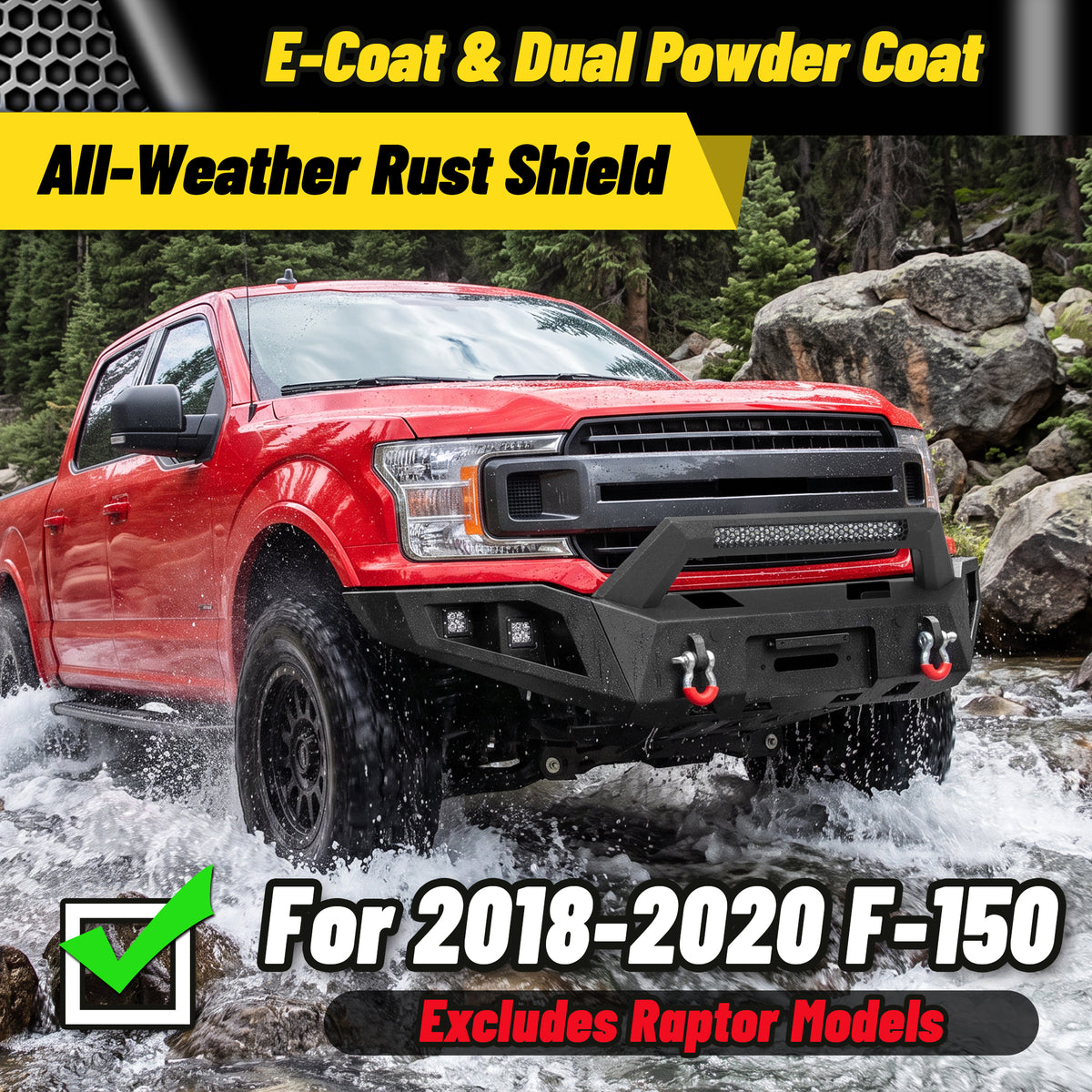 ATEAFB059 F-150 Front Bumper E-Coat Dual Powder Coat Rust Shield