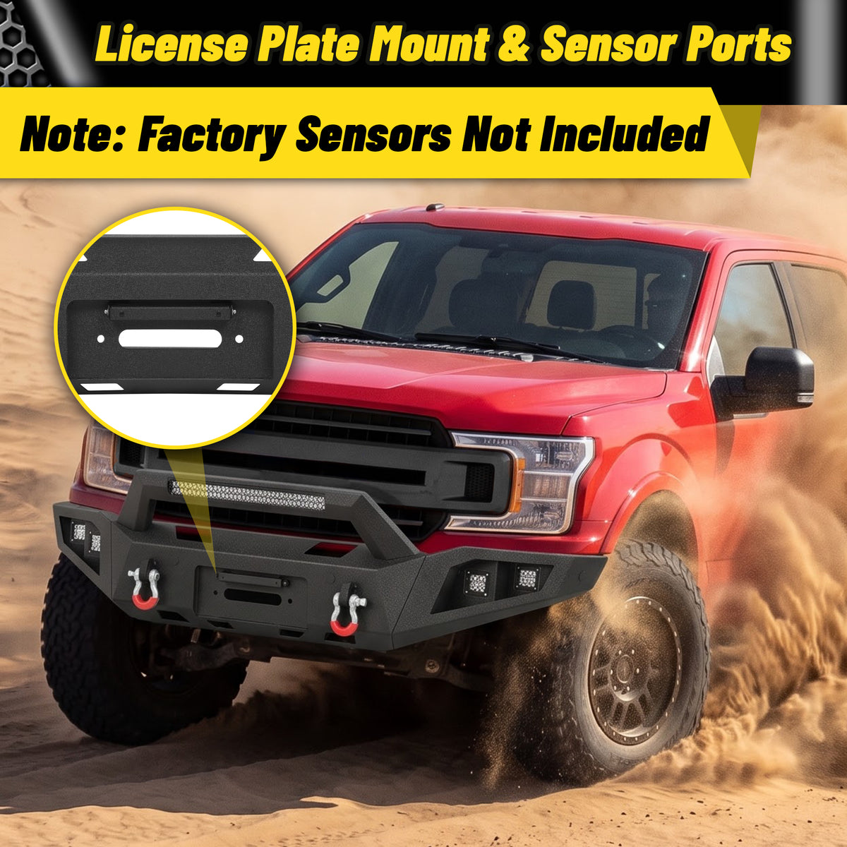 ATEAFB059 F-150 Front Bumper License Plate Mount Sensor Ports