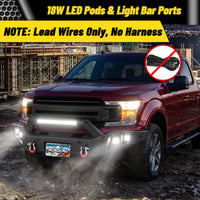 ATEAFB059 F-150 Front Bumper 18W LED Pods Light Bar Ports